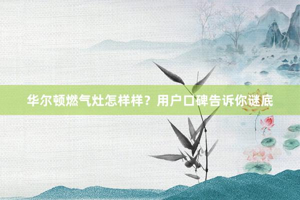 华尔顿燃气灶怎样样？用户口碑告诉你谜底